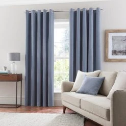 Dunelm Luna Brushed Dusky Blue Blackout Eyelet Curtains 9 Dunelm Luna Brushed Dusky Blue Blackout Eyelet Curtains -Dunelm Shop 30717003 alt01