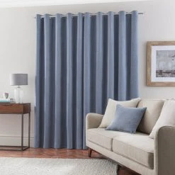 Dunelm Luna Brushed Dusky Blue Blackout Eyelet Curtains 11 Dunelm Luna Brushed Dusky Blue Blackout Eyelet Curtains -Dunelm Shop 30717003 alt04