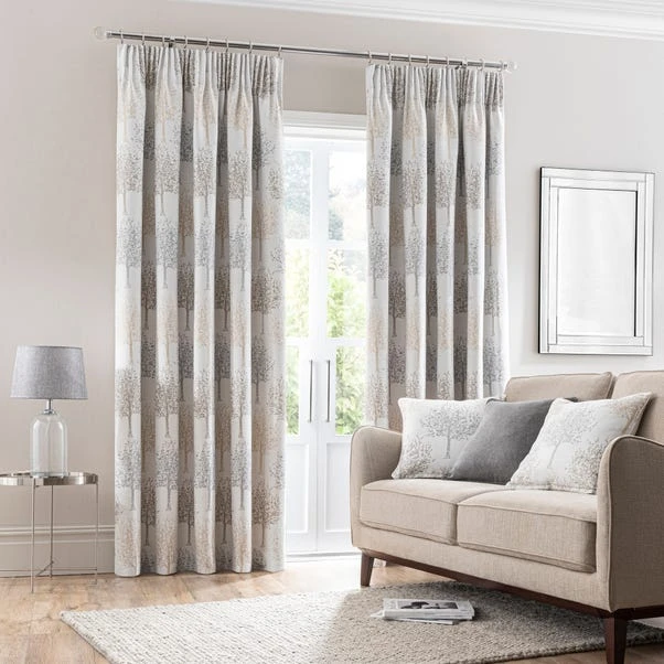 Luxury Collection Jacquard Trees Dove Grey Pencil Pleat Curtains 4 Luxury Collection Jacquard Trees Dove Grey Pencil Pleat Curtains - Image 2
