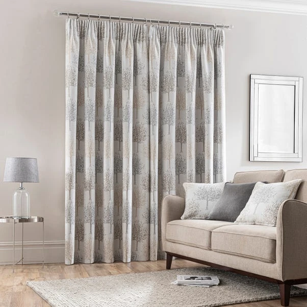 Luxury Collection Jacquard Trees Dove Grey Pencil Pleat Curtains 6 Luxury Collection Jacquard Trees Dove Grey Pencil Pleat Curtains - Image 4
