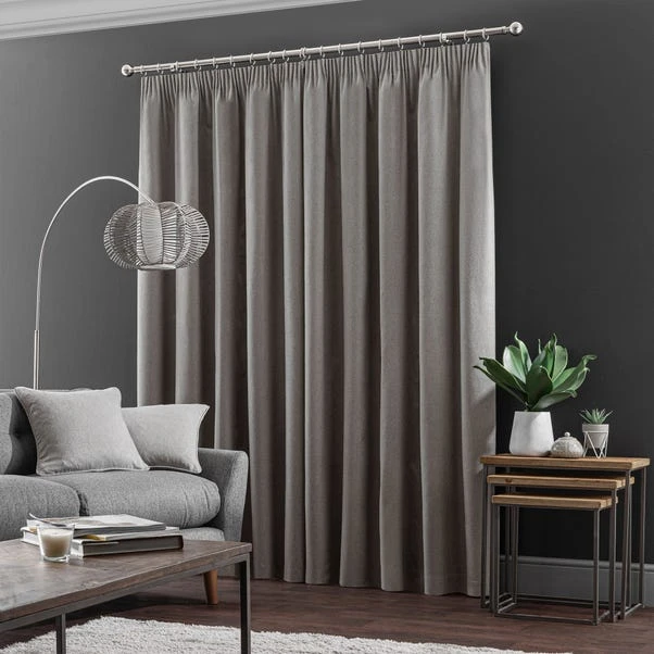 Dunelm Luna Mid Grey Blackout Pencil Pleat Curtains 6 Dunelm Luna Mid Grey Blackout Pencil Pleat Curtains - Image 4