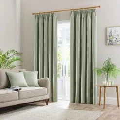 Dunelm Luna Sage Blackout Pencil Pleat Curtains 9 Dunelm Luna Sage Blackout Pencil Pleat Curtains -Dunelm Shop 30717055 alt01