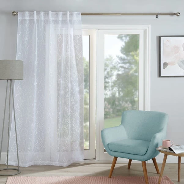 Dunelm Belle Embroidery Slot Top White Voile 4 Dunelm Belle Embroidery Slot Top White Voile - Image 2