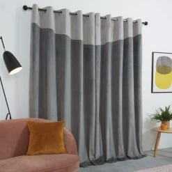Dunelm Velour Top Border Grey Eyelet Curtains -Dunelm Shop 30717323 alt04