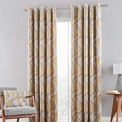 Dunelm Mirage Ochre Jacquard Eyelet Curtains -Dunelm Shop 30717554 alt01