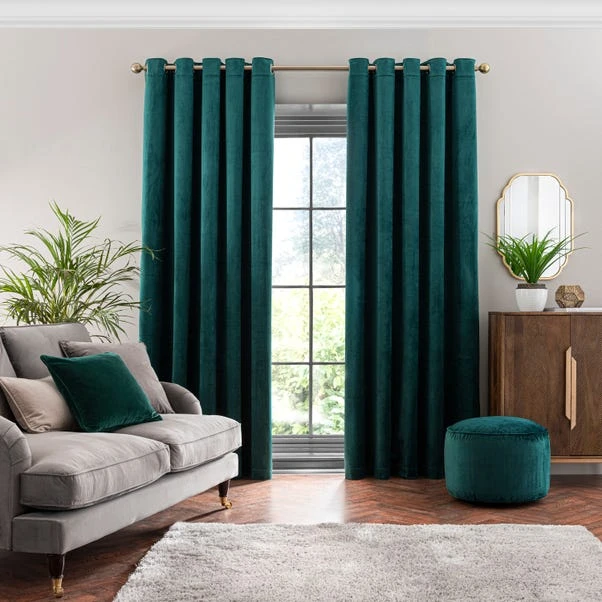 Dunelm Isla Ultra Blackout Emerald Eyelet Curtains 4 Dunelm Isla Ultra Blackout Emerald Eyelet Curtains - Image 2