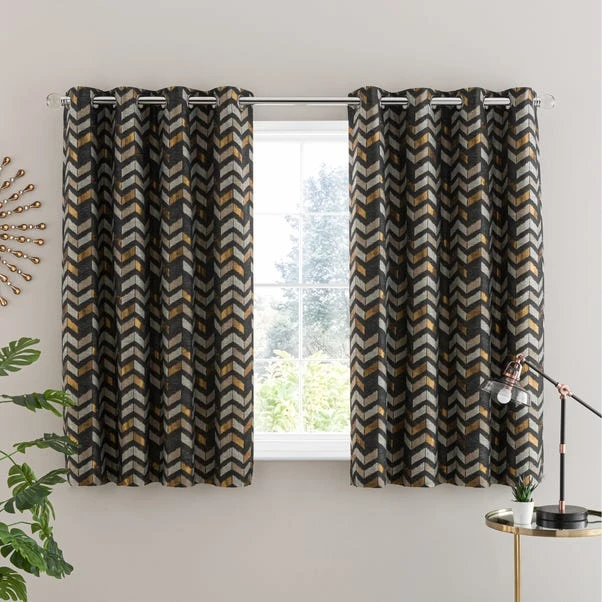 Dunelm Zena Black Eyelet Curtains 7 Dunelm Zena Black Eyelet Curtains - Image 5