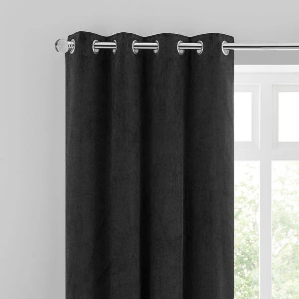 Dunelm Margot Velour Black Eyelet Curtains 3 Dunelm Margot Velour Black Eyelet Curtains