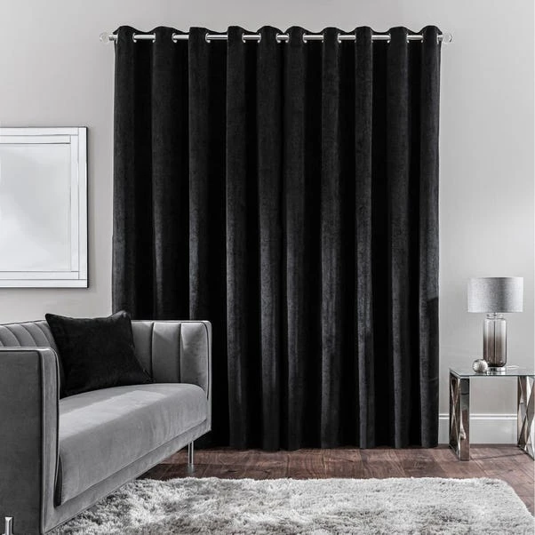Dunelm Margot Velour Black Eyelet Curtains 6 Dunelm Margot Velour Black Eyelet Curtains - Image 4