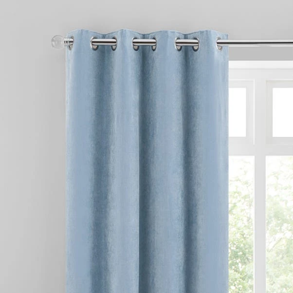 Dunelm Margot Velour Ashley Blue Eyelet Curtains 3 Dunelm Margot Velour Ashley Blue Eyelet Curtains