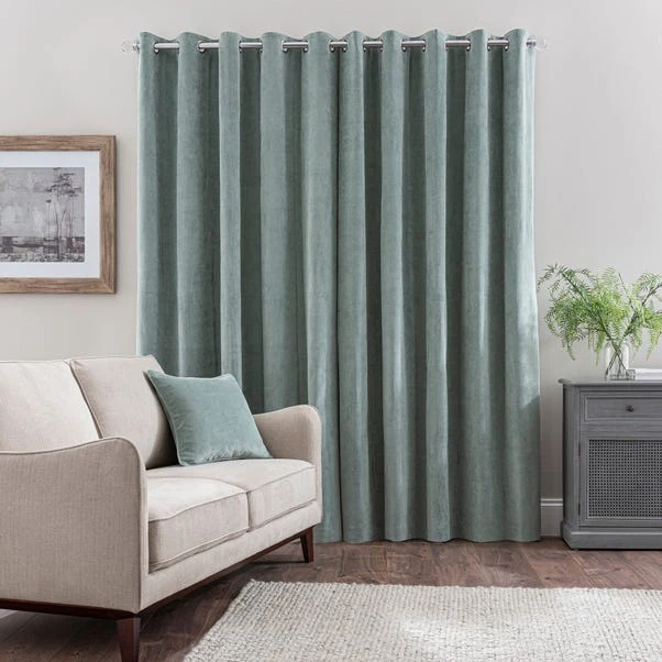 Dunelm Margot Velour Lily Pad Blue Eyelet Curtains 6 Dunelm Margot Velour Lily Pad Blue Eyelet Curtains - Image 4