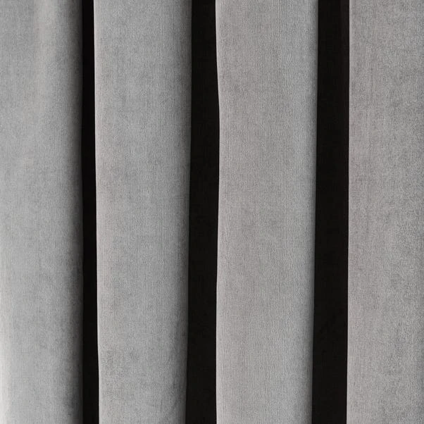 Dunelm Margot Velour Grey Pencil Pleat Curtains 5 Dunelm Margot Velour Grey Pencil Pleat Curtains - Image 3