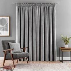 Dunelm Margot Velour Grey Pencil Pleat Curtains 11 Dunelm Margot Velour Grey Pencil Pleat Curtains -Dunelm Shop 30719798 alt04