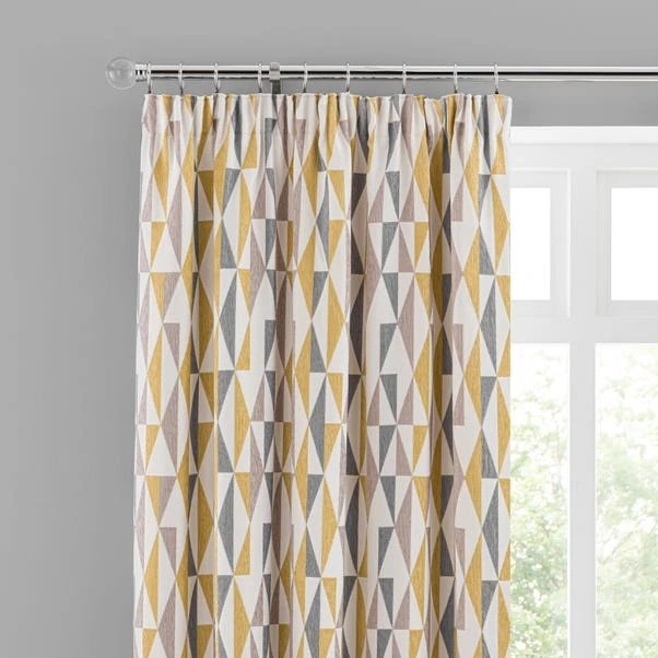 Dunelm Elements Triangles Ochre Chenille Pencil Pleat Curtains 3 Dunelm Elements Triangles Ochre Chenille Pencil Pleat Curtains