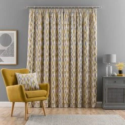 Dunelm Elements Triangles Ochre Chenille Pencil Pleat Curtains 11 Dunelm Elements Triangles Ochre Chenille Pencil Pleat Curtains -Dunelm Shop 30719831 alt04