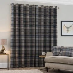 Luxury Collection Perth Navy Check Eyelet Curtains 11 Luxury Collection Perth Navy Check Eyelet Curtains -Dunelm Shop 30719848 alt04