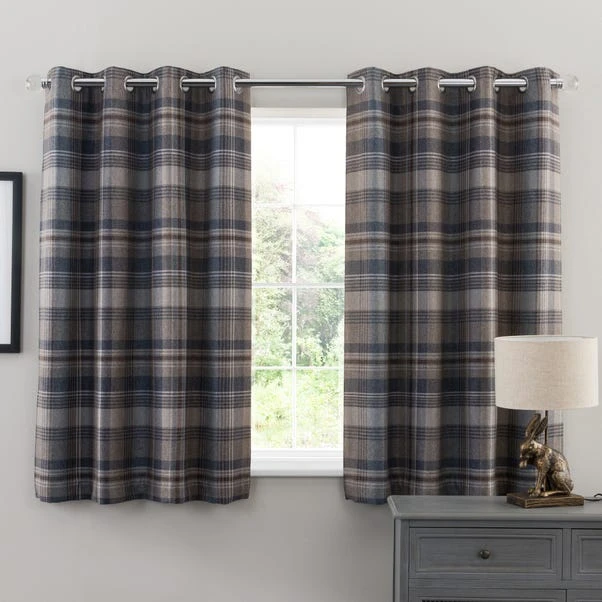 Luxury Collection Perth Navy Check Eyelet Curtains 7 Luxury Collection Perth Navy Check Eyelet Curtains - Image 5