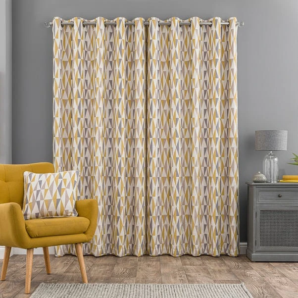 Dunelm Triangle Chenille Jacquard Eyelet Curtains 6 Dunelm Triangle Chenille Jacquard Eyelet Curtains - Image 4