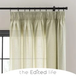 The Edited Life Linen Look Fern Tab Top Pencil Pleat Curtains