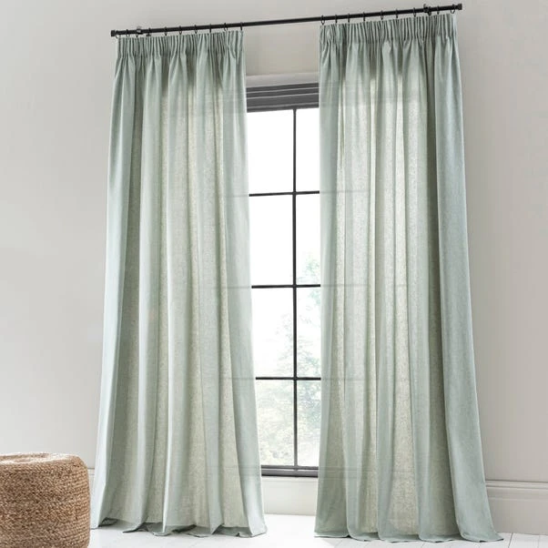The Edited Life Linen Look Seafoam Tab Top Pencil Pleat Curtains 4 The Edited Life Linen Look Seafoam Tab Top Pencil Pleat Curtains - Image 2