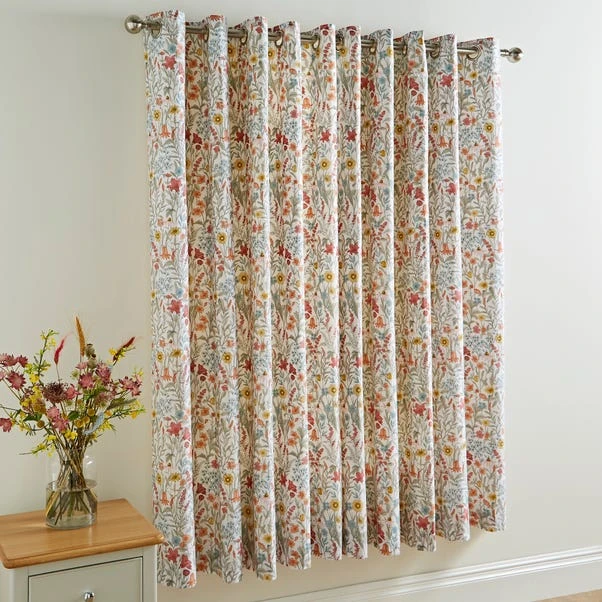 Dunelm Meadow Ditsy Red Blackout Eyelet Curtains 7 Dunelm Meadow Ditsy Red Blackout Eyelet Curtains - Image 5