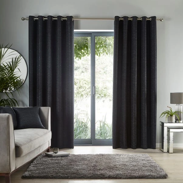 Dunelm Molly Black Eyelet Curtains 4 Dunelm Molly Black Eyelet Curtains - Image 2