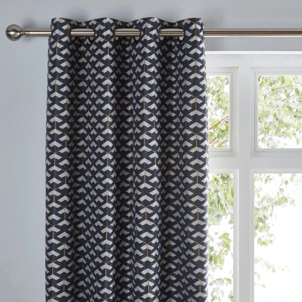 Dunelm Symmetry Navy Eyelet Curtains 3 Dunelm Symmetry Navy Eyelet Curtains