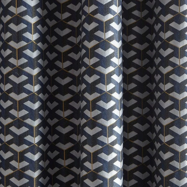 Dunelm Symmetry Navy Eyelet Curtains 4 Dunelm Symmetry Navy Eyelet Curtains - Image 2