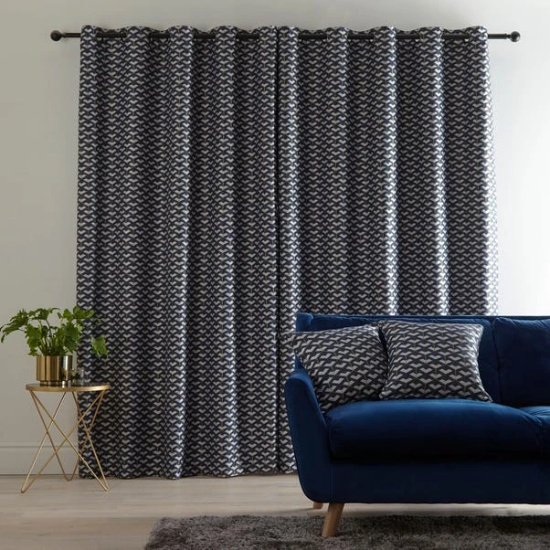 Dunelm Symmetry Navy Eyelet Curtains 5 Dunelm Symmetry Navy Eyelet Curtains - Image 3