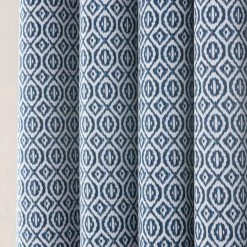 Dunelm Jax Blue Mosaic Blackout Eyelet Curtains -Dunelm Shop 30727245 alt02