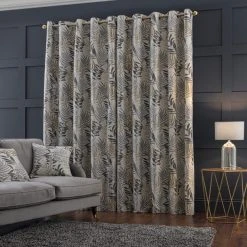 Luxury Collection Leaf Jacquard Grey Eyelet Curtains 11 Luxury Collection Leaf Jacquard Grey Eyelet Curtains -Dunelm Shop 30729205 alt04