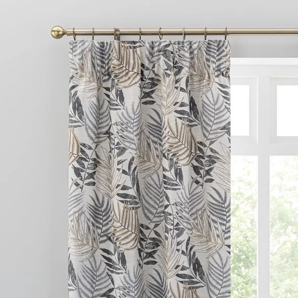 Luxury Collection Leaf Jacquard Grey Pencil Pleat Curtains 3 Luxury Collection Leaf Jacquard Grey Pencil Pleat Curtains
