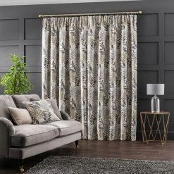 Luxury Collection Leaf Jacquard Grey Pencil Pleat Curtains 11 Luxury Collection Leaf Jacquard Grey Pencil Pleat Curtains -Dunelm Shop 30729264 alt04