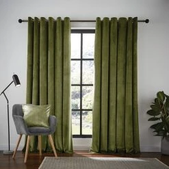 Dunelm Recycled Velour Olive Eyelet Curtains 9 Dunelm Recycled Velour Olive Eyelet Curtains -Dunelm Shop 30733066 alt01