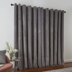 Dunelm Recycled Velour Grey Eyelet Curtains -Dunelm Shop 30733076 alt04