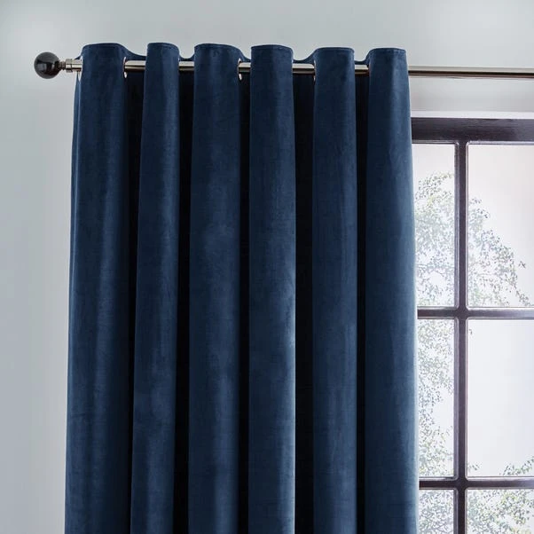 Dunelm Recycled Velour Ink Eyelet Curtains 3 Dunelm Recycled Velour Ink Eyelet Curtains