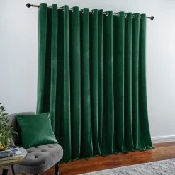 Dunelm Recycled Velour Bottle Green Eyelet Curtains -Dunelm Shop 30733096 alt04