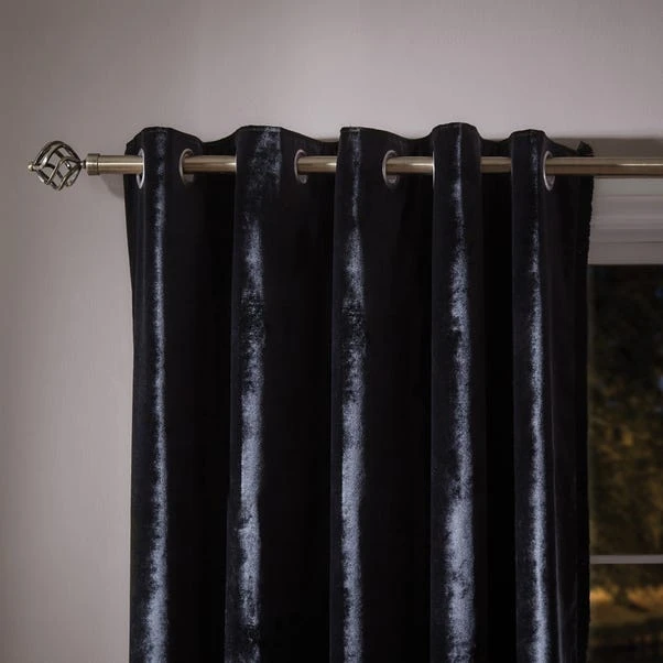 Dunelm Keston Velvet Black Eyelet Curtains 3 Dunelm Keston Velvet Black Eyelet Curtains
