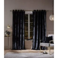 Dunelm Keston Velvet Black Eyelet Curtains 9 Dunelm Keston Velvet Black Eyelet Curtains -Dunelm Shop 30733195 alt01