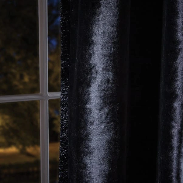 Dunelm Keston Velvet Black Eyelet Curtains 5 Dunelm Keston Velvet Black Eyelet Curtains - Image 3