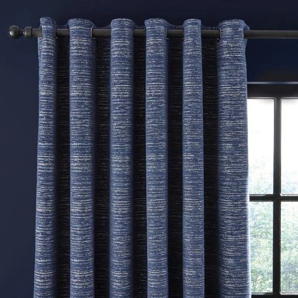 Dunelm Chenille Calvert Navy Eyelet Curtains 3 Dunelm Chenille Calvert Navy Eyelet Curtains