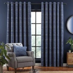 Dunelm Chenille Calvert Navy Eyelet Curtains 8 Dunelm Chenille Calvert Navy Eyelet Curtains -Dunelm Shop 30733296 alt01
