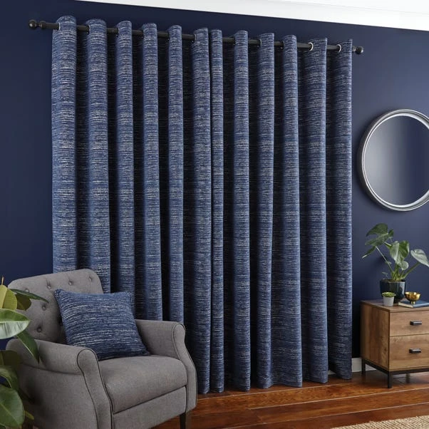 Dunelm Chenille Calvert Navy Eyelet Curtains 6 Dunelm Chenille Calvert Navy Eyelet Curtains - Image 4