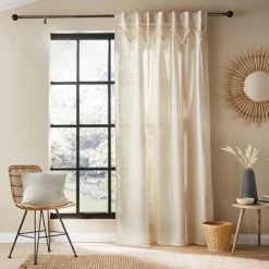 Dunelm Macrame Border Ecru Hidden Tab Top Single Voile 9 Dunelm Macrame Border Ecru Hidden Tab Top Single Voile -Dunelm Shop 30733310 alt01