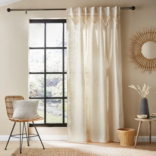 Dunelm Macrame Border Ecru Hidden Tab Top Single Voile 4 Dunelm Macrame Border Ecru Hidden Tab Top Single Voile - Image 2