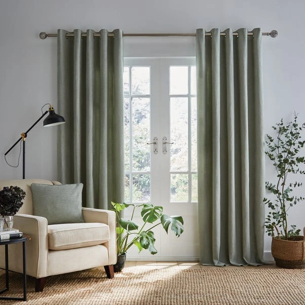Dunelm Wynter Sage Thermal Eyelet Curtains 4 Dunelm Wynter Sage Thermal Eyelet Curtains - Image 2