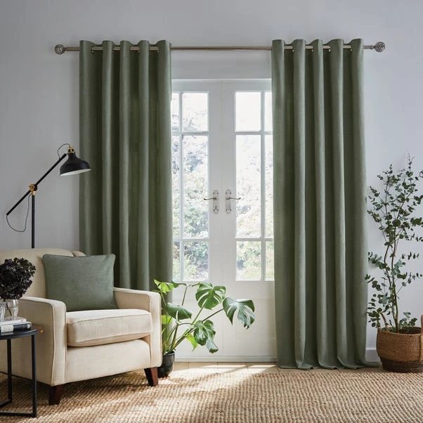 Dunelm Wynter Olive Thermal Eyelet Curtains 4 Dunelm Wynter Olive Thermal Eyelet Curtains - Image 2