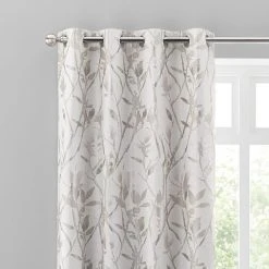 Dunelm Zen White Jacquard Eyelet Curtains