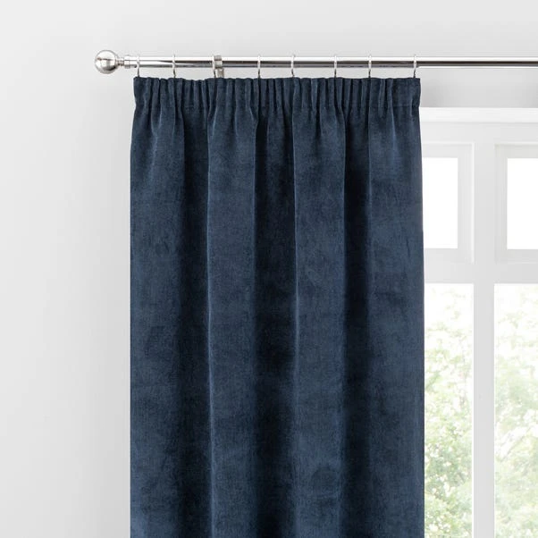 Dunelm Margot Midnight Blue Velour Pencil Pleat Curtains 3 Dunelm Margot Midnight Blue Velour Pencil Pleat Curtains