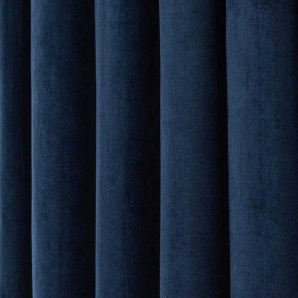 Dunelm Margot Midnight Blue Velour Pencil Pleat Curtains 5 Dunelm Margot Midnight Blue Velour Pencil Pleat Curtains - Image 3